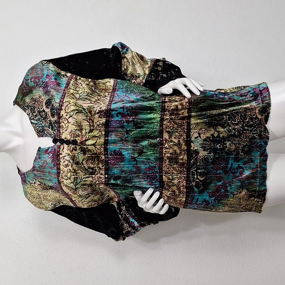 Graff Tops - Graff by UM Co. NEW Whimsigoth Patchwork Crushed Velvet Witchy Fairy Tunic Top L